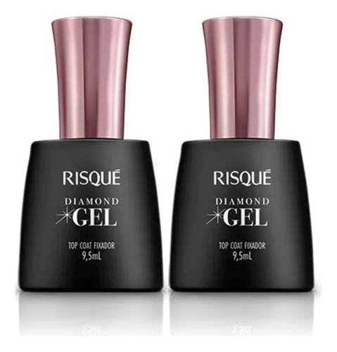 Kit 2 Top Coat Fixador Risque Diamond Gel 9,5ml Extra Brilho