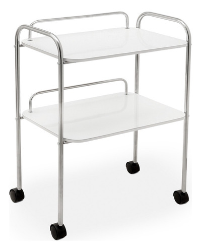 Mesa Auxiliar De 2 Charolas Para Spa Color Blanco