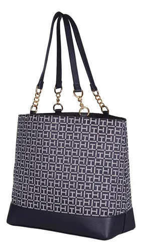 Bolsa tote Tommy Hilfiger 69J7948 design liso de t xtil azul