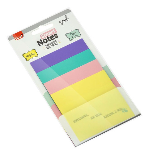 Bloco Smart Notes Transparente Tom Pastel 40fls 75x75mm Brw