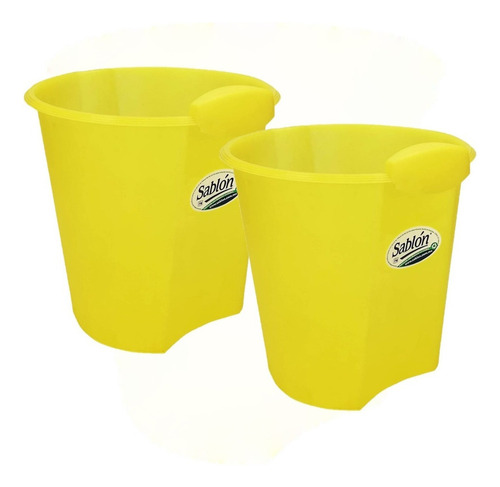 2 Pack Bote De Basura Redondo 13l Con Asa Color Amarillo