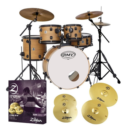 Bateria Acustica Rmv Road Up 5 Cuerpos + Platos Zildjian Z4