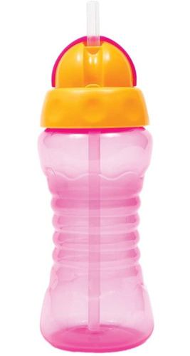 Garrafinha Fresh Rosa 300ml Com Canudo Em Silicone - Buba