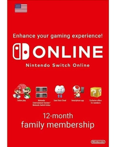 Tarjeta Nintendo Switch Online 12 Meses Familiar