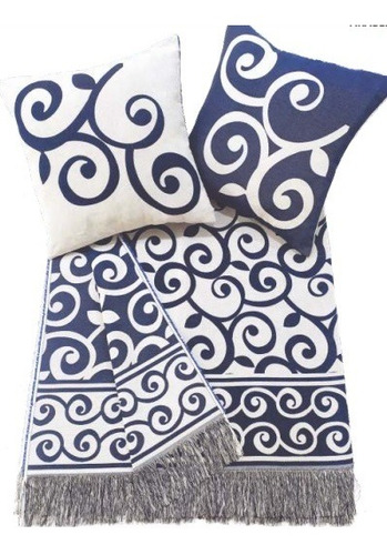 Imagem 4 de 9 de 01 Kits Manta Xale Para Sofá Jacquard C/ Almofadas 05 Peças