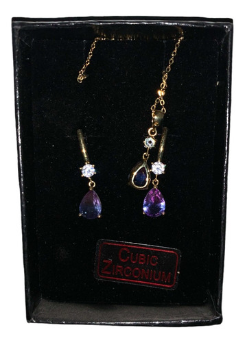 Bisuteria Farfalla B Aretes Y Collar Color Morado/dorado