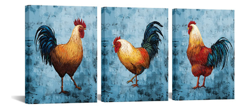 Ryounoart 3 Piezas De Lienzo De Gallo Para Pared, Pintura De