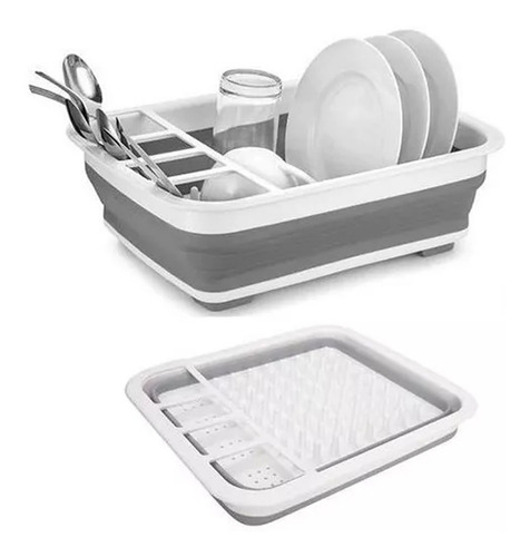 Imagen 4 de 10 de Escurridor Platos Seca Plato Plegable Plastico Y Silicona
