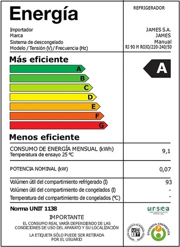 Frigobar James Rj 90 M Rojo 102 L