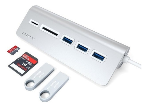 Imagen 2 de 10 de Hub Adaptador Aluminio Usb-a/ Usb 3.0/lector De Tarjetas Ca