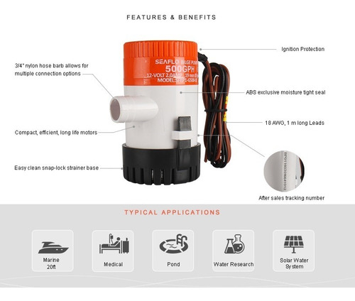 Imagen 4 de 6 de Bomba De Achique 12v 500gph 12v Nueva Linea Seaflo