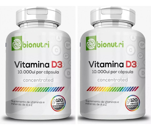 Kit 2x Vitamina D3 10.000 Ui Bionutri 120 Caps