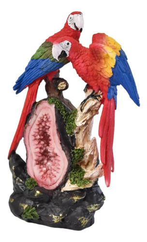 Figura De Loro, Decoración 11,5 Cm X 7 Cm X 18,5 Cm 2 Loros