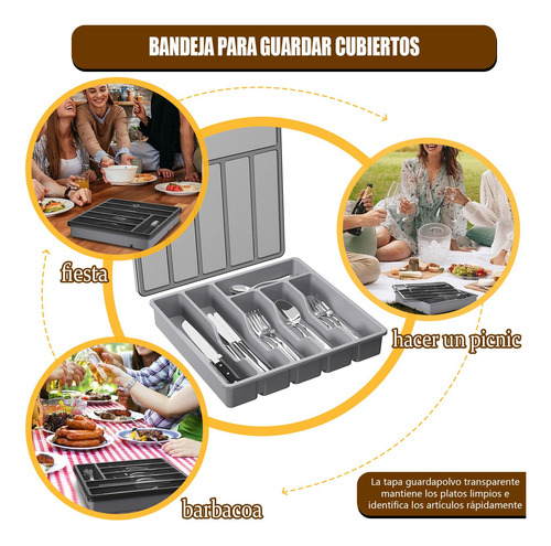 Organizador De Cubiertos Con Tapacubertero Con Tapa De 6
