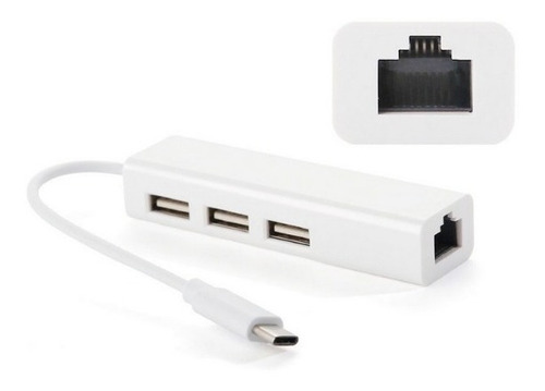 Tarjeta Red/ Combo Tipo-c A Usb 3,1 Hub Red Rj45 Lan 10/100m