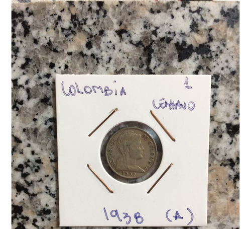 Moneda Colombia 1 Centavo 1938 ( A ) Escasa