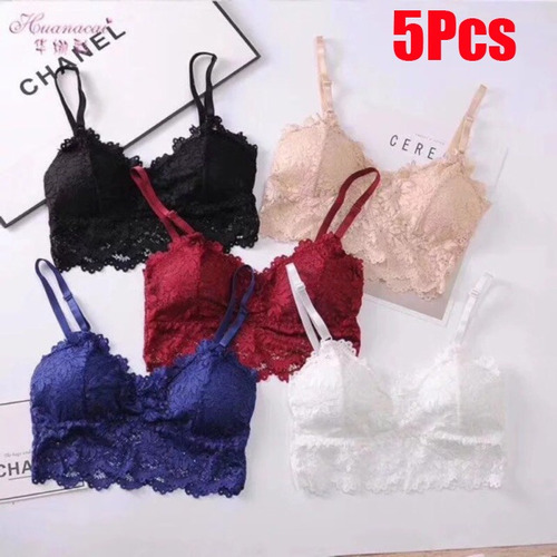 5 Piezas Sosten Sexy Mujer Encaje Bralette Lencería Sexy