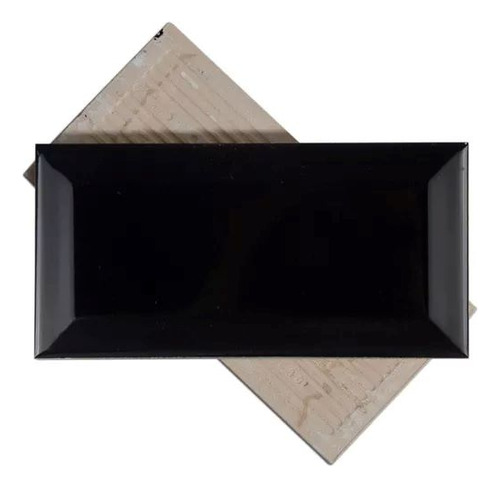 Azulejo Studio Prima Biselado 12x26 Cm Negro Brillante. Negro