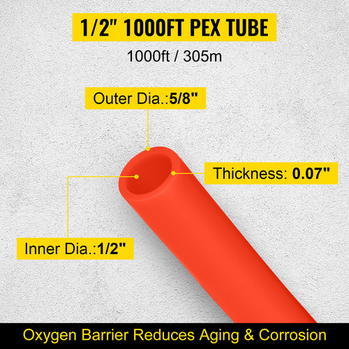 Vevor Tuberia Pex Calefaccion Radiante De 100 Placa 1000pies Color Rojo