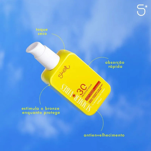 Skelt Protetor Solar Fps 30 Instant Bronzer 170ml Proteção Solar Leve Bronzeado Gradual E Natural Summer Vibes