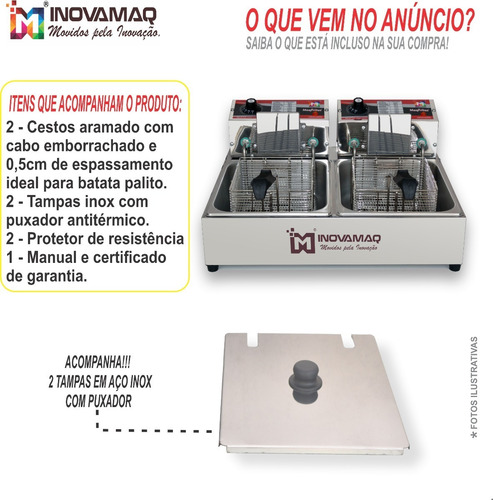 Imagem 7 de 7 de Fritadeira Elétrica Profissional 2 Cubas - Fm-10l - 220v