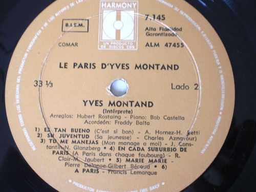 Vinilo Antiguo Yves Montand 