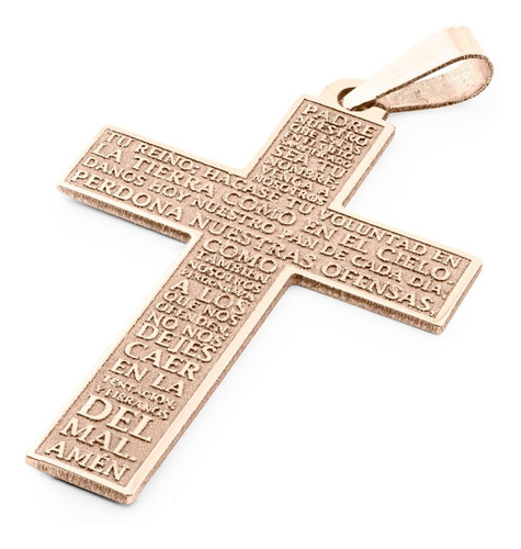 Dije Cruz Padre Nuestro Oro Solido 18k Personalizable 3cm