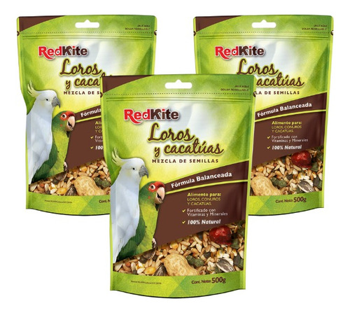 Mezcla De Semillas Para Aves Loros Y Cacatuas 500gr 3 Piezas