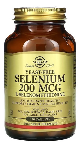 Solgar | Selenium | Yeast-free | 200mcg | 250 Tablets