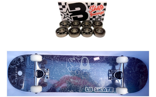 Skate + 8 Rolamentos Marca  Bravo Personalizado Naruto 