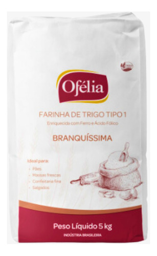 Farinha De Trigo Ofélia Branquíssima 5kg 5un