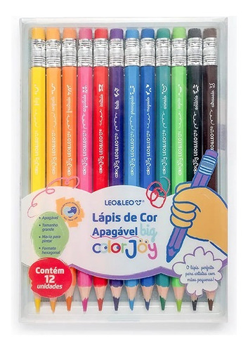 Lápis De Cor Apagável Big Color Joy 12 Cores Leo & Leo