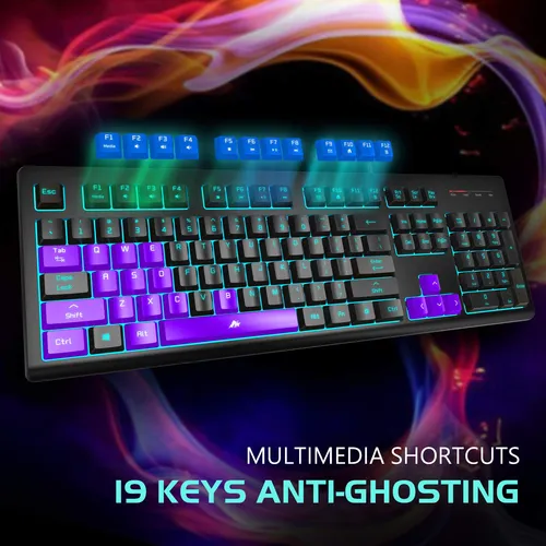 Powzan Teclado Silencioso Para Juegos, Teclado Silencioso De