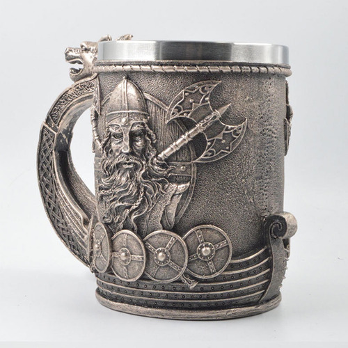 Jarra De Cerveza Norse Viking Runes Pirate Con Línea De Acer