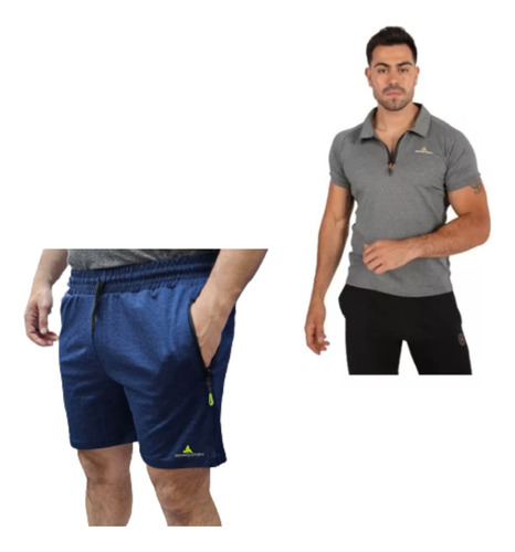 Short Lycra Hombre Shlyb Az + Chomba Deportiva Gs Cuo S Int