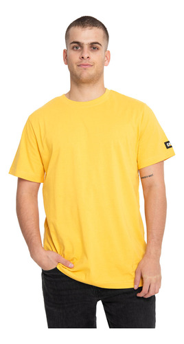 Polera Manga Corta Hombre Essential Amarillo Cat