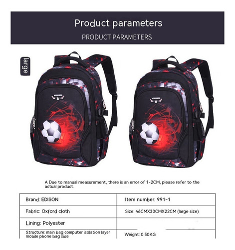 . Mochila De FĂștbol Con MĂșltiples Compartimentos Para