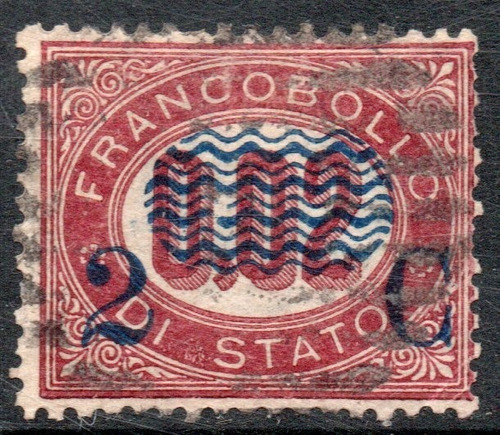 Italia Sello Usado 0,02 C. Servicio Oficial X 2 C. Año 1878 