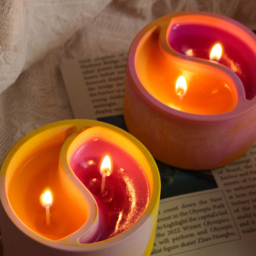 Molde De Silicona Concrete Taichi Candle Cup Diy Yinyang Gyp