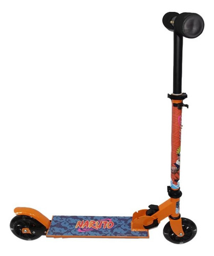Scooter Naruto Con Luz Plegable Altura Ajustable Naranja