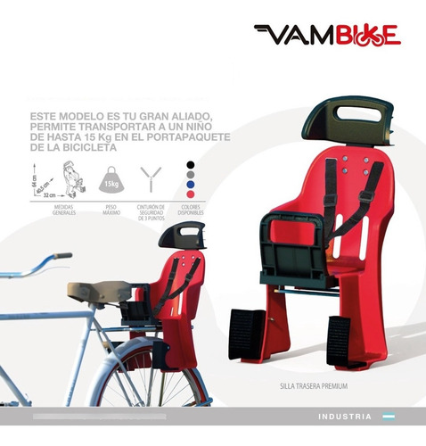 Imagen 2 de 5 de Silla Para Niños Bicicleta Vam 998a Motoscba