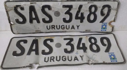 Antigo Par De Placa De Carro Do Uruguai Montevideo Sas-3489
