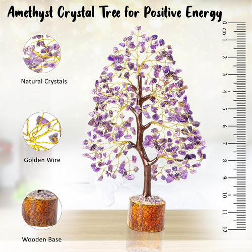 Figura Con Estilo Arbol De Vida De Cristal Estilo Amatista Bg Amethyst (golden Wire)