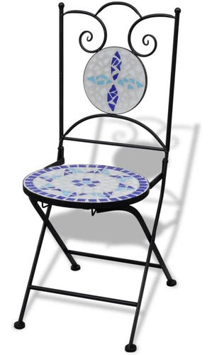 Sillas Bistro Plegables 2 Piezas Cerámica Azul Y Blanco Color Multicolor