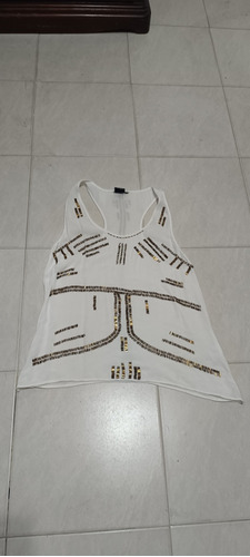 Blusa Blanca Con Canutillos De Aishop Talla M