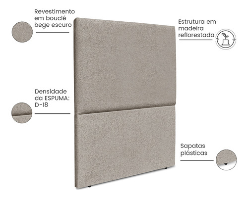 Cabeceira Cama Box Solteiro 90 Cm Antonella Boucle - 2p Home