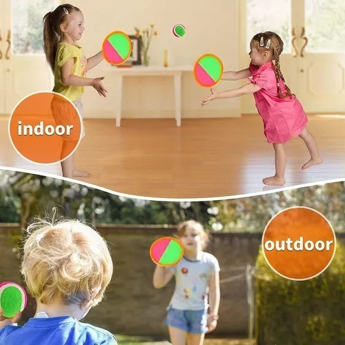 Kit Par De Raquetas+ Pelota Adhesiva Playa Aire Libre Juegos