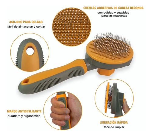 Cepillo Peine Deslanador Perro Gato Para Quita Pelo 2 En 1 Color Naranja