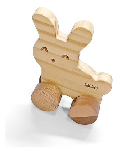 Carrinho Coelho Bento Empurrar E Puxar Brinquedo Madeira