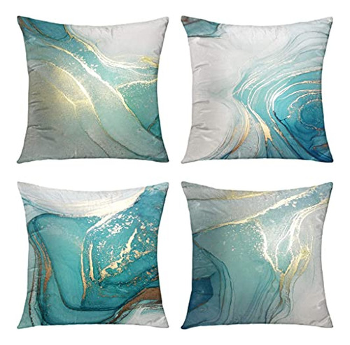 Marble Texture Turquoise And Gold Silver Decorative Thr...